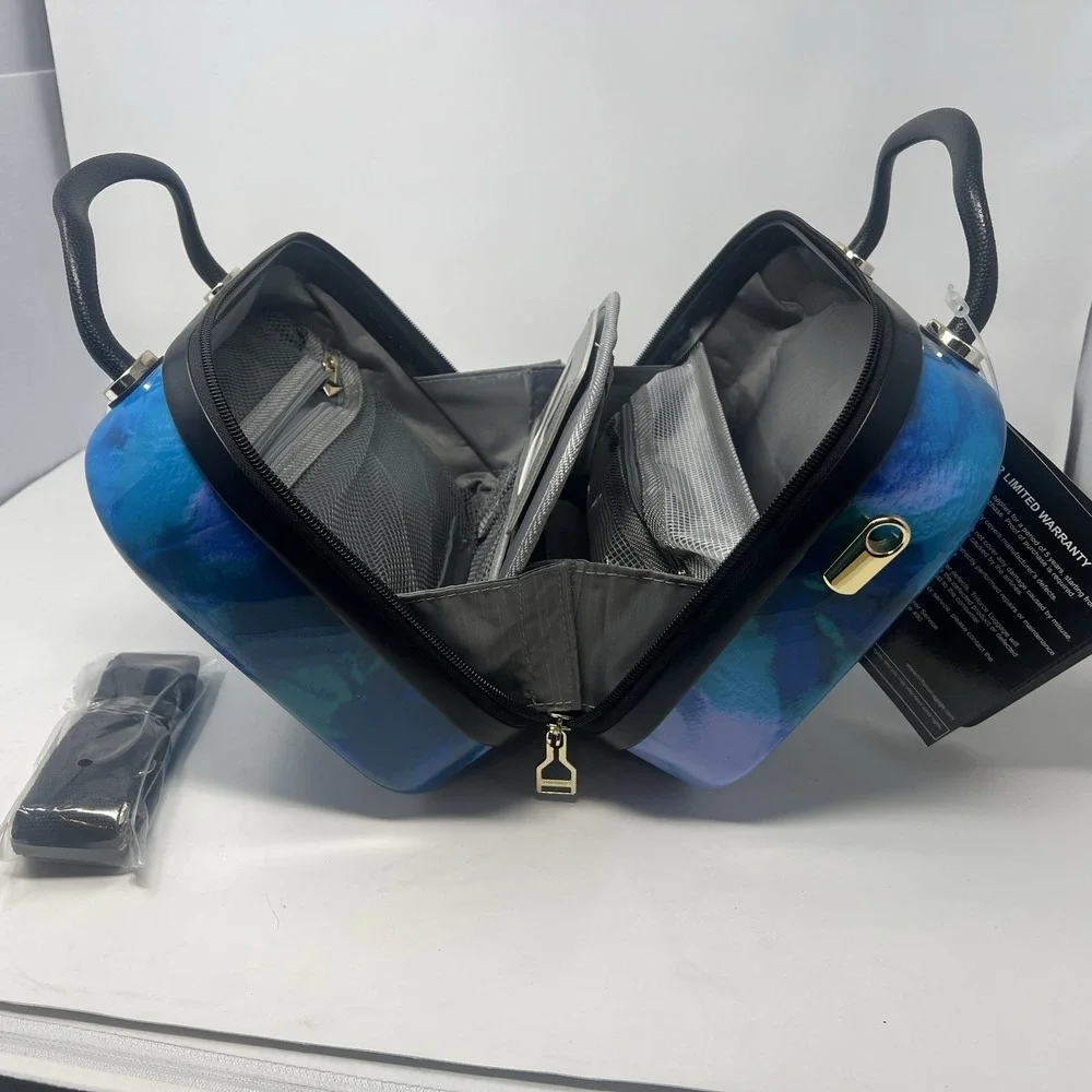 Triforce Hardside Beauty Case w/ Removable Interior Blue Watercolor NWT W/strap